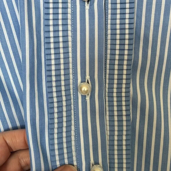 J crew Slight Cropped garçon shirt with pearl buttons in stripe Size 6 NWT - Picture 7 of 10
